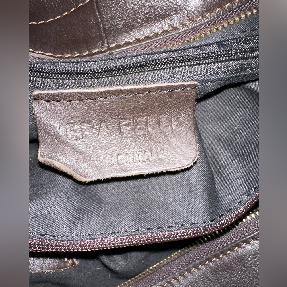 Vera Pelle Large Black Leather Bag Made in Italy - Picture 5 of 5